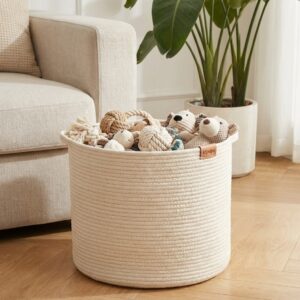 Kipupu 北歐風粗棉繩編織玩具收納籃 (大)