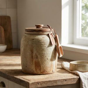 Kipupu 侘寂風粗陶密封儲糧甕 (附木勺)