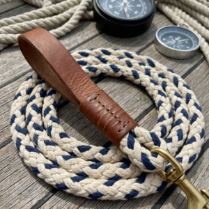 Kipupu 航海級強韌棉繩編織牽繩 (附皮革防勒手把)