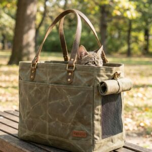 Kipupu 漫步職人油蠟帆布寵物托特包 (防潑水)